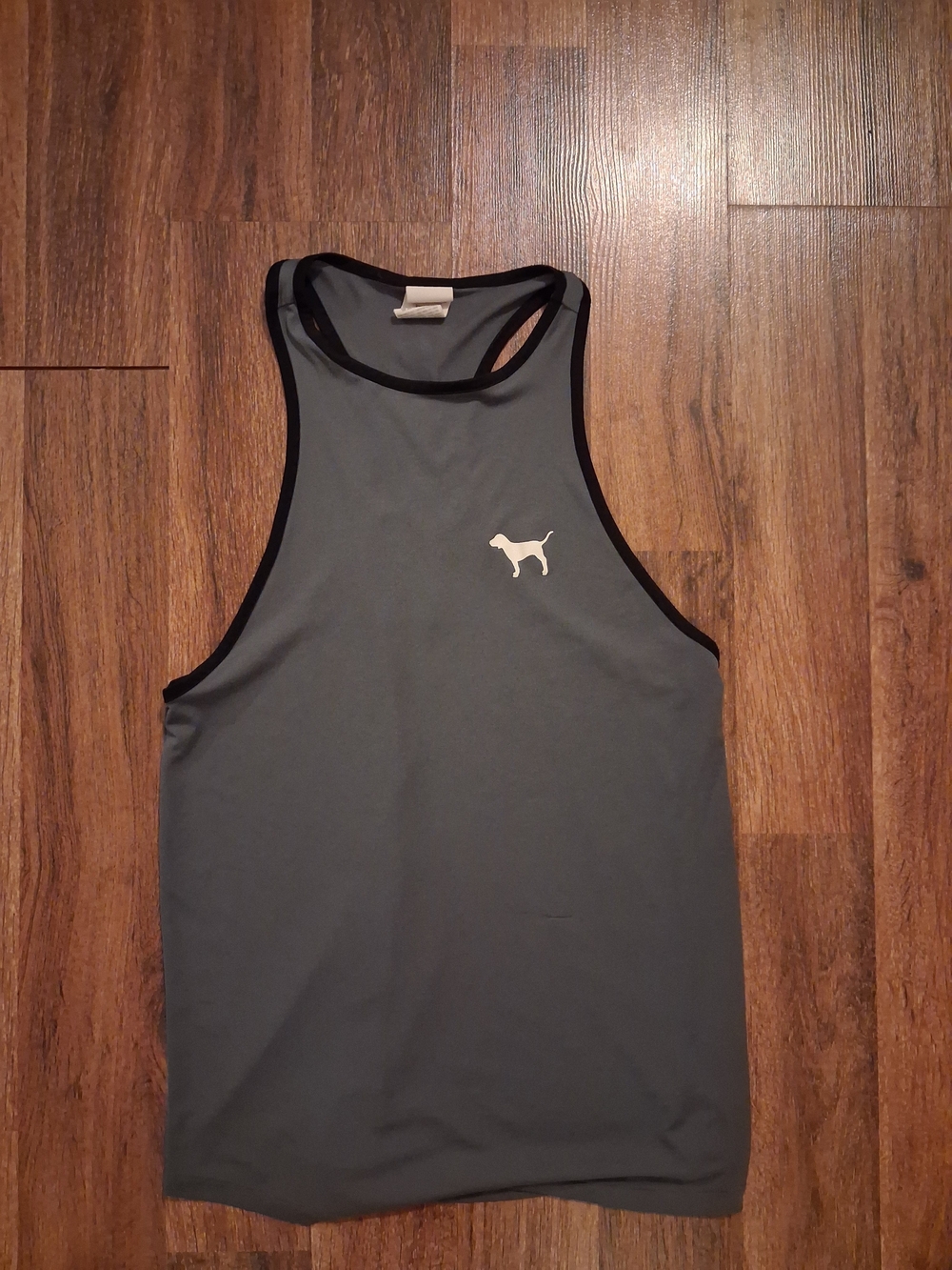 PINK Victoria's Secret Gray Racerback Tank with Black Trim